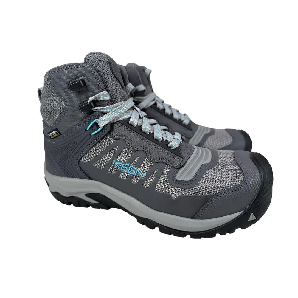 Keen‎ Reno Mid Work Boot Womens 8 Wide Carbon Toe Waterproof Grey Leather